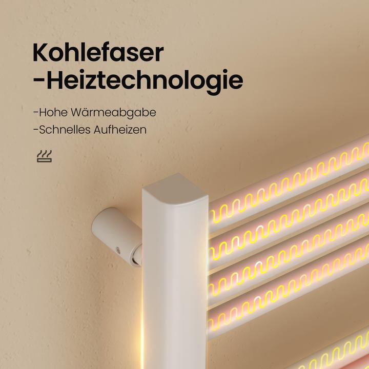 Produktbild Emke Elektrischer Handtuchheizkörper, 1200x400x43 mm, Smart Thermostat, LED-Display, 450W, Weiss (450 W)