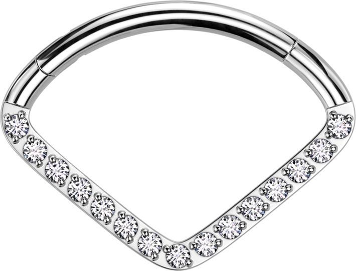 Immagine prodotto Star Piercing Anello micro segmento incernierato argento ventagli cristallo argento (senza ottone, Titanio G23)