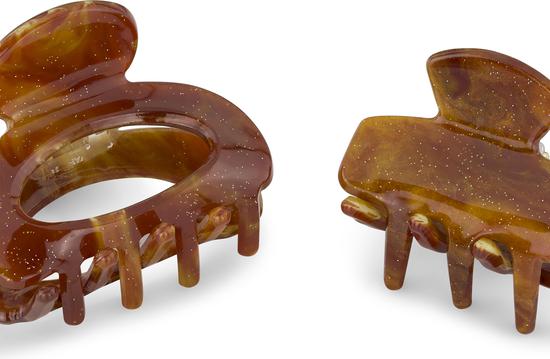 Actual product image Trisa Hair - Marbled hair clips, brown gold (2 pcs.)