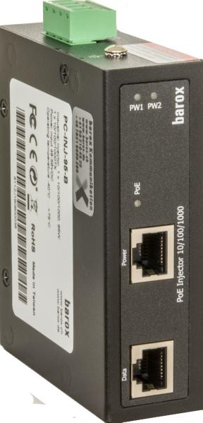Actual product image Barox PoE injector for DIN-rail (802.3af (PoE), 802.3at (PoE+), 60 W)