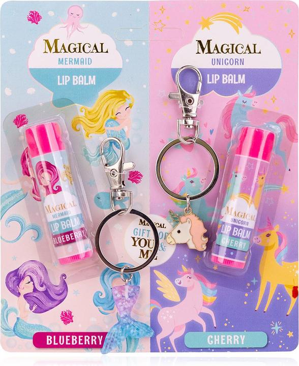 Actual product image Accentra MAGICAL UNICORN & MERMAID lip balm with key ring