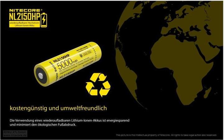 Actual product image Nitecore Li-Ion battery type 21700 - 5000mAh - NL2150HP