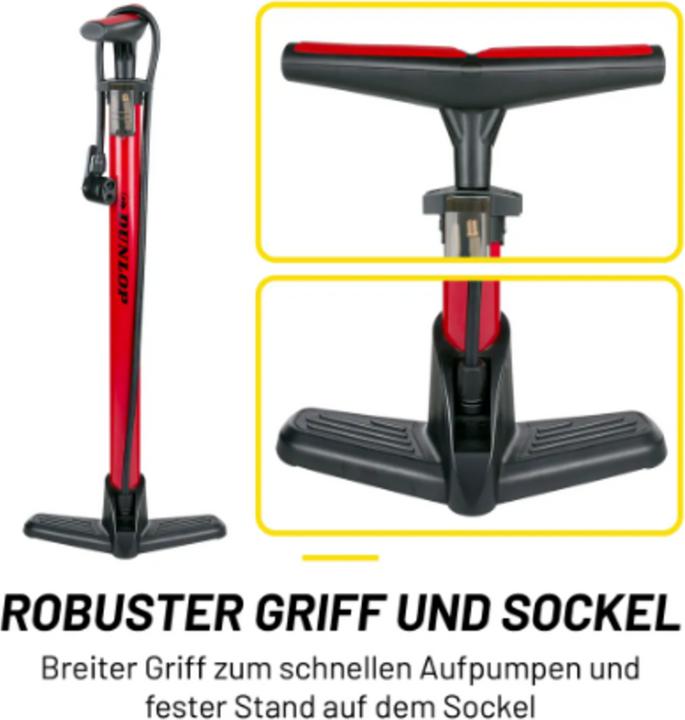 Produktbild Dunlop Fahrrad Standpumpe schwarz/rot