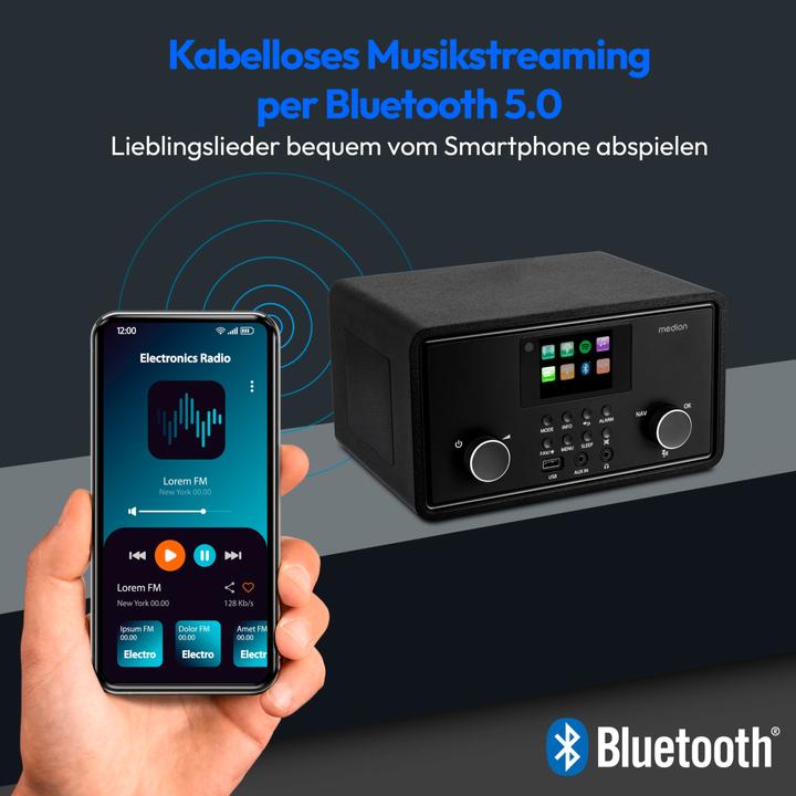 Image du produit Medion MD 88069 Radio Internet noir (Webradio, DAB+ DAB, AM, FM, Bluetooth, WiFi)