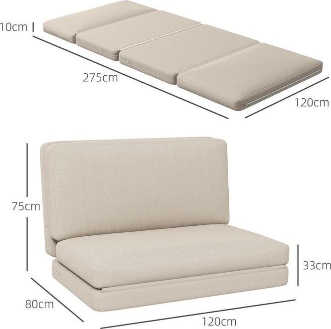 Immagine prodotto Swisshandel24 Bodensofa 3-in-1 Klappbar Schlafsofa mit Samtoptik, bis 240kg, beige