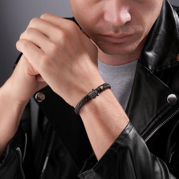 Produktbild Police Wrath Armband (19 cm, Edelstahl, Leder)