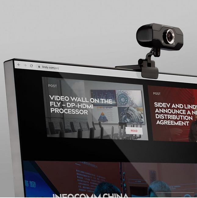 Actual product image Lindy FHD 1080p webcam with microphone Angle of view 110° 360 (2 Mpx)