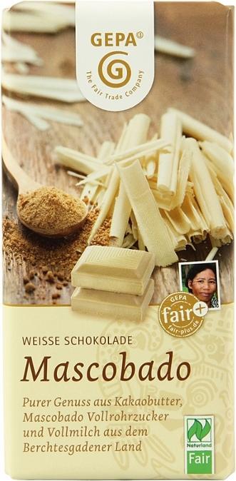 Produktbild GEPA Schokolade Mascobado Weiss (100 g)