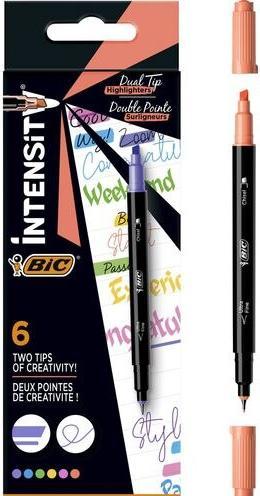 Image du produit Bic Marqueur lumineux Intensity Dual Tip 6 pièces, multicolore (Multicolore, 1.50 mm, 6 x)