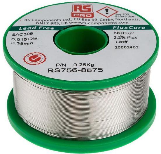 Actual product image Rs Pro Tin-Ag-Cu alloy lead free solder, 0.4mm
