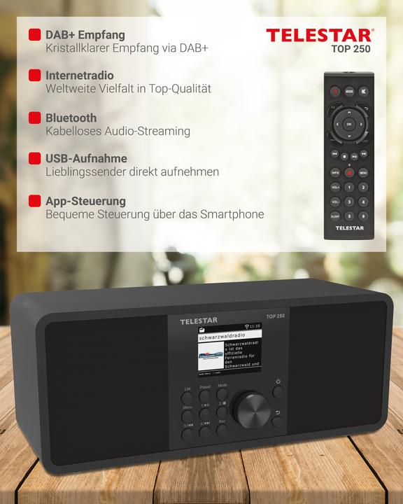 Immagine prodotto Telestar TOP 250 DAB+ Internetradio schwarz (Web radio, VHF, DAB, Bluetooth, WiFi)