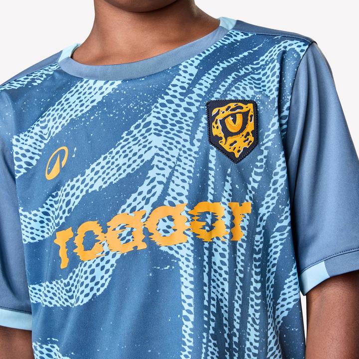 Produktbild Kipsta Kinder Fussball Trikot kurzarm - VIRALTO Kids Roarrr Cheetah blau/grau (14, 15, 16)