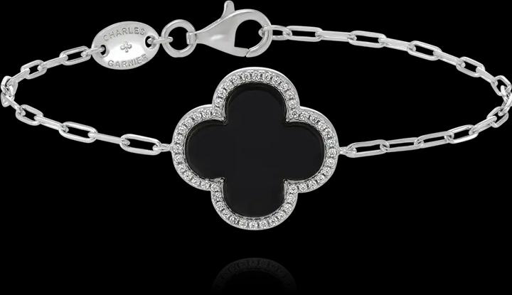 Immagine prodotto Charles Garnier Bracciale in argento, zirconi e onice nera (21 cm, Maglie in argento 925)