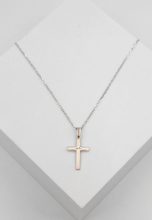 Image du produit Muau Pendant cross or blanc 750, 26x12mm (Or blanc 750/18K)