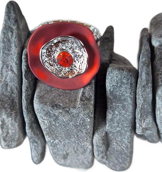 Produktbild Signé Signè Ring Damenring elastisch silberfarben rhodiniert One Size Rot No.20 (18, 19, 20, 21)