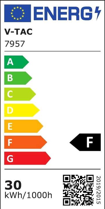 Energy Label V-TAC VT4131 30W LED Magnetic SMD Linear Light Black IP20 24V 4000K (2700 lm)