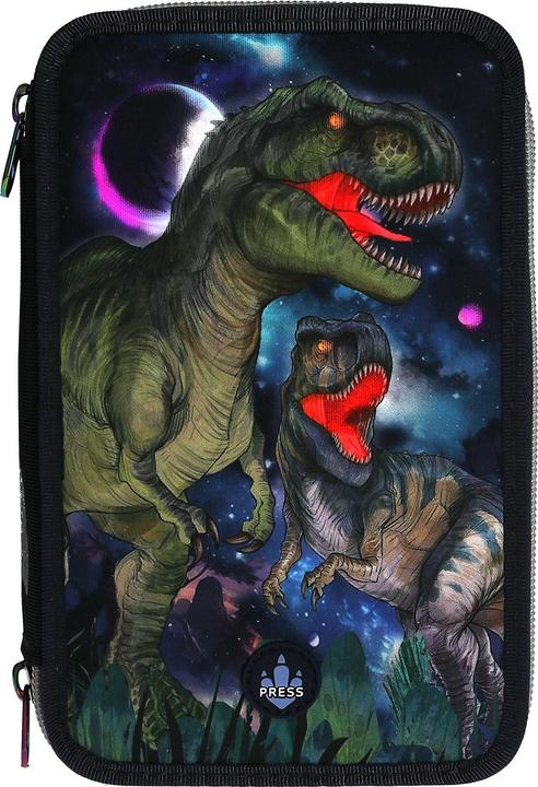 Actual product image Magni DEPESCHE DINO World Federtasche LED GALAXY T-rex 3-Fach gefüllt dunkelblau