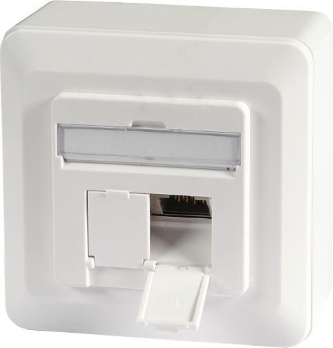 Actual product image EFB Elektronik EFB data socket Cat.6A 500MHz top/bottom, surface mount, 2xRJ45,white