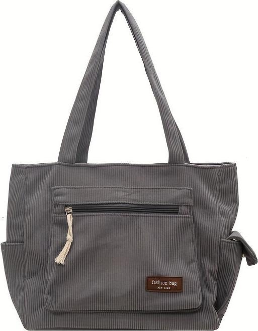 Only-Bags.Store Einfache Cord Umhängetasche, Multi Taschen Tote Bag, Mode Handtasche für Schule Arbeit Einkaufen