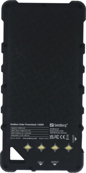 Produktbild Sandberg Outdoor Solar (16000 mAh, 1.40 W, 59.20 Wh)