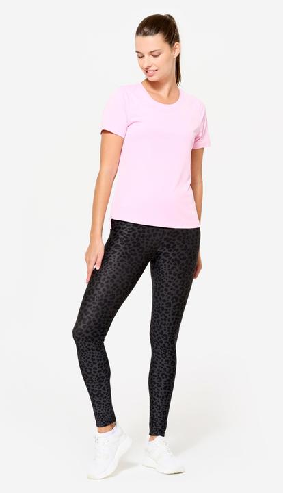 Image du produit Domyos Legging de fitness taille haute femme, imprimé léopard gris foncé (W26/L30)