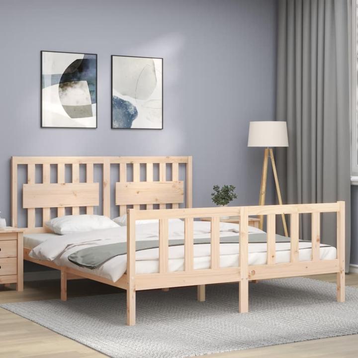 Produktbild VidaXL Massivholzbett mit Kopfteil 160x200 cm (160 x 200 cm)