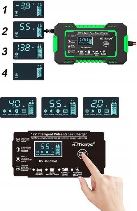 Actual product image RJ Tianye Prostownik akumulatorowy RJ-C 120501A 12V 6A (12V, 6 A)