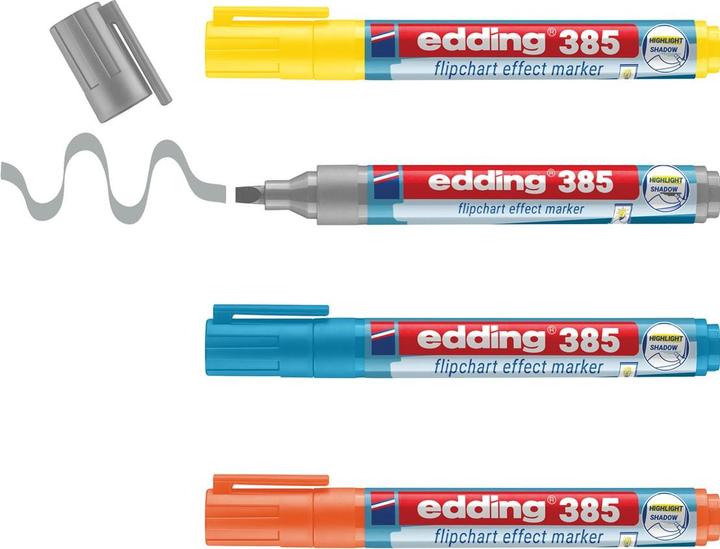 Immagine prodotto Edding 385 Flipchart-Marker farbsortiert 1,0 - 5,0 mm, 4 St. (Multicolore, 5 mm, 4 x)