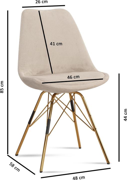 Image du produit FineBuy Chaise de salle à manger Lot de 2 Chaise de cuisine Cord Cara Tissu Chaise Scandinave