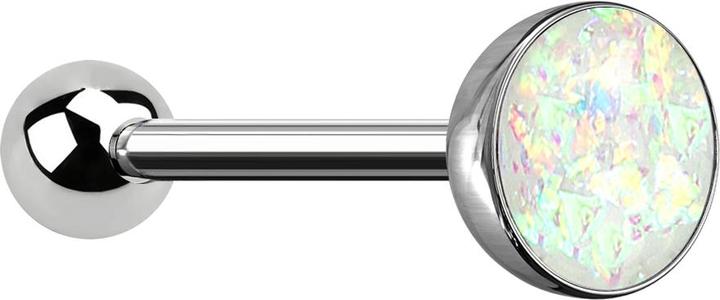 Image du produit Star Piercing Barbell silber mit Kugel und Kugel Opal weiss (sans laiton, Acier chirurgical 316L)