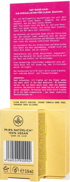 Nutritional values and ingredients No more hair shaving oil, 15 ml (15 ml, Shaving oil)