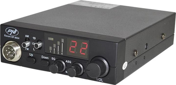 Actual product image PNI CB radio Escort HP 8024 ASQ power supply 12V-24V + HF11 headset with 1 pin