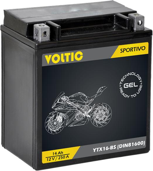 Voltic Sportivo GEL YTX16-BS motorcycle battery (DIN 81600) (12 V, 14 Ah, 250 A)