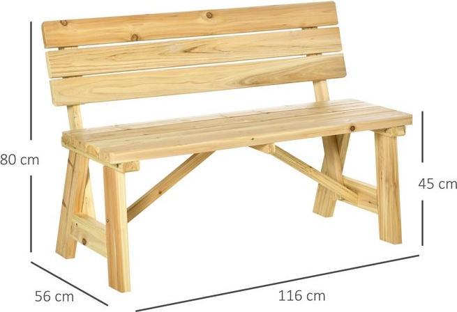 Produktbild Swisshandel24 Gartenbank 2-Sitzer Parkbank aus Holz Sitzbank bis 220 kg Bank Terrassenbank mit Rückenlehnen Garten