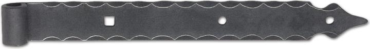Actual product image Schösswender Long hinges without cone, offset 15 mm, 615 mm, wrought iron galvanised blackened