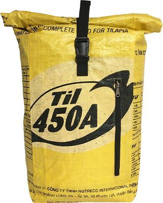 Immagine prodotto Bekos Upcycling - Zaino da corriere realizzato con sacchetti di cibo per pesci riciclati, giallo chiaro (40 l)