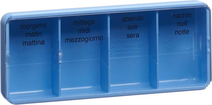Actual product image Supair Tablet box large 1 day 4 compartments german/french/italian blue