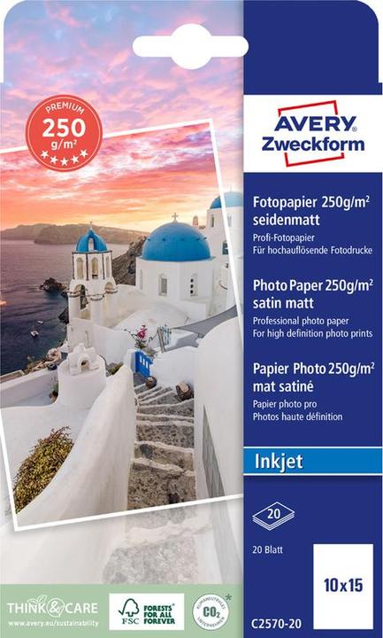 Produktbild Avery Premium Inkjet Fotopapier (250 g/m², 10 x 15 cm, 20 x)