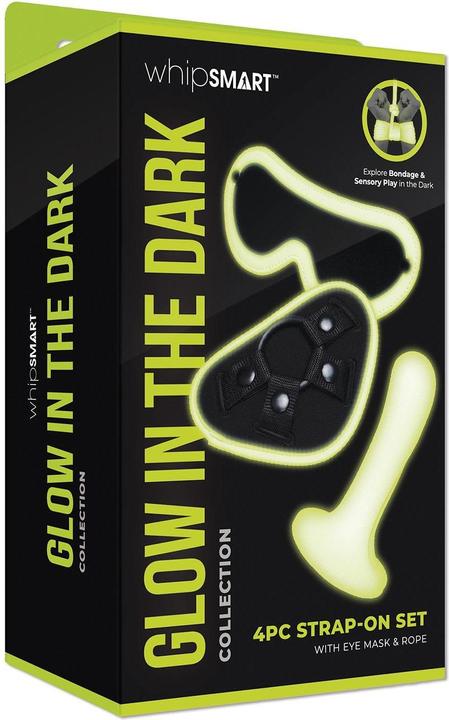 Produktbild Xgen Products Whipsmart 4 Pcs Glow In The Dark Strap-On Set With Eyemask & Silk Rope White One Size