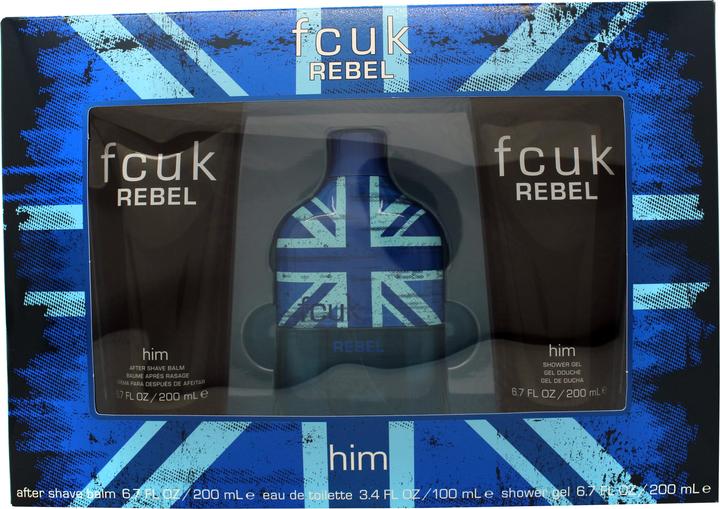 Actual product image Fcuk Rebel For Him 100ml EDT + 200ml Shower Gel + 200ml Aftershave
