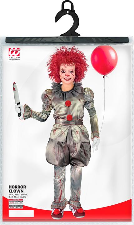 Image du produit Widmann chemise de clown tueur, pantalon, short, ceinture, surchaussures Costume enfant (140)