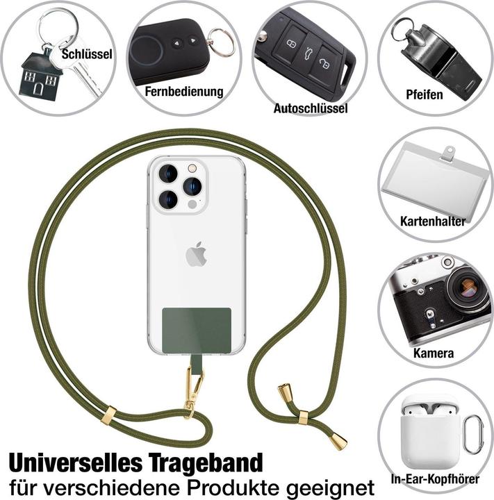 Actual product image Nalia Handyband + Pad für Hülle zum Umhängen, Karabinerhaken Anhänger aus Metall (gold)