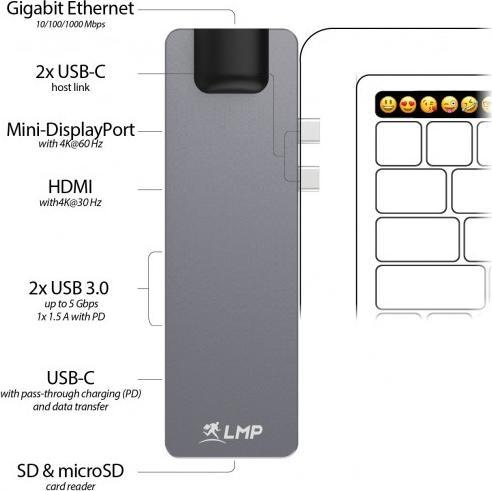 Produktbild LMP Compact Dock (USB-C, 8 Ports)