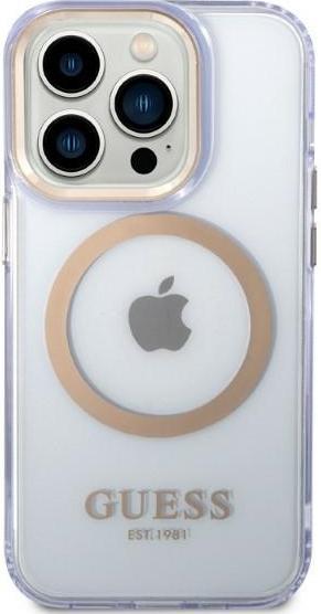 Produktbild Guess GUHMP14LHTCMU iPhone 14 Pro 6.1" purpurowy/purple hard case Gold Outline Translucent MagSafe (Apple iPhone 14 Pro)