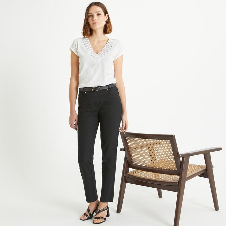 Actual product image Anne Weyburn Straight five-pocket trousers in stretch cotton (40)