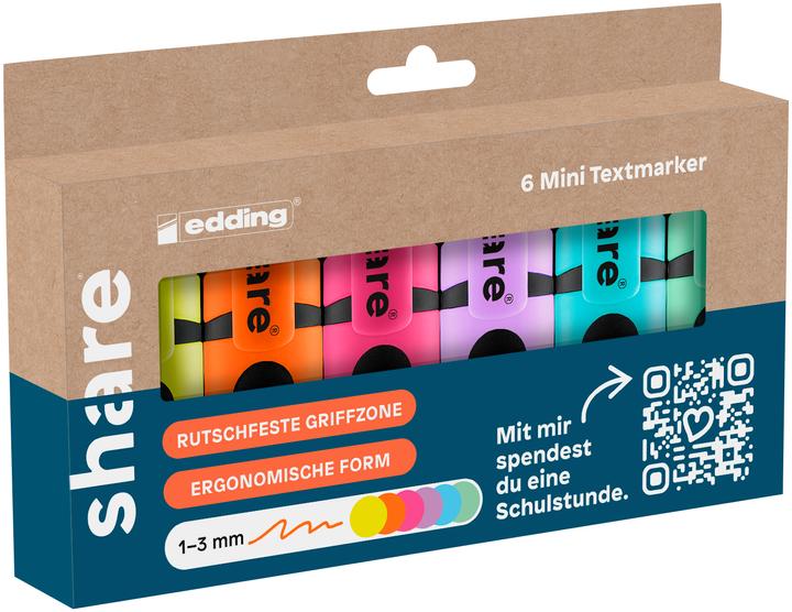 Immagine prodotto Share Mini-Textmarker 6 Stk. (Multicolore, 3 mm, 6 x)