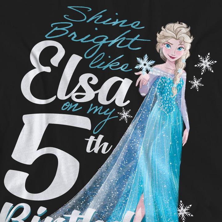 Actual product image Disney Frozen Unisex Adult Bright Like Elsa 5th Birthday T-Shirt (S)