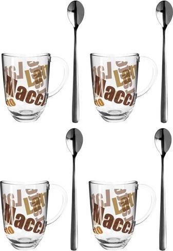 Actual product image Leonardo Latte macchiato glass Napoli with text and spoon 380 ml (380 ml, 4 x)