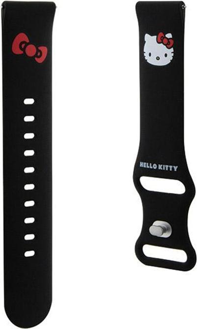 Actual product image Hello Kitty Pasek Uniwersalny HKUWMSCHBLK Silicone Kitty Head czarny/black 20mm (20 mm, Silicone, Stainless steel)