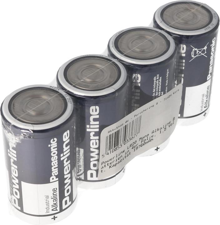 Produktbild Panasonic Batterie Powerline LR20 Mono in 4er Folie (4 Stk., D, 19760 mAh)